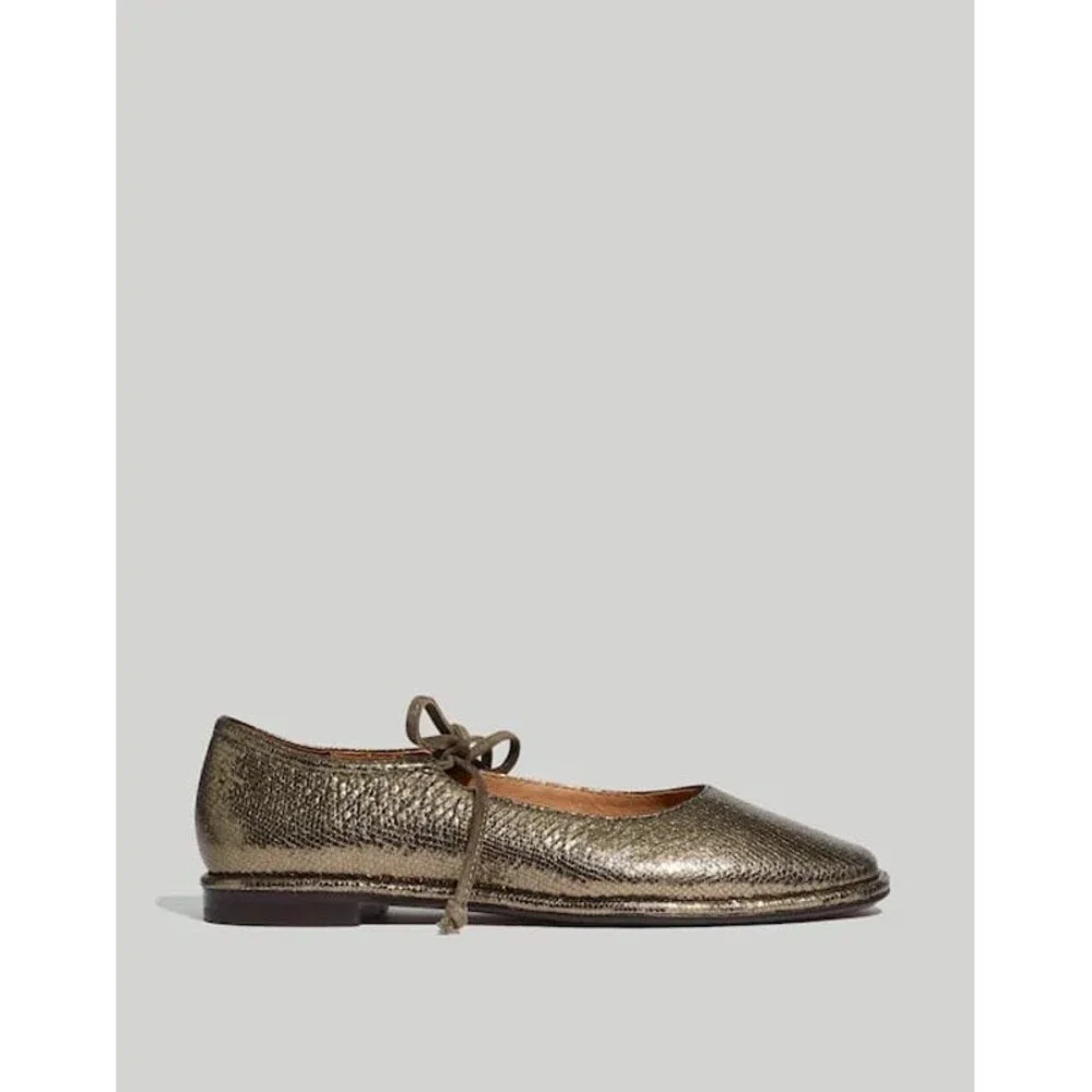 Madewell Normani Lace-Up Mary Janes in metallic leather - Picture 2 of 9